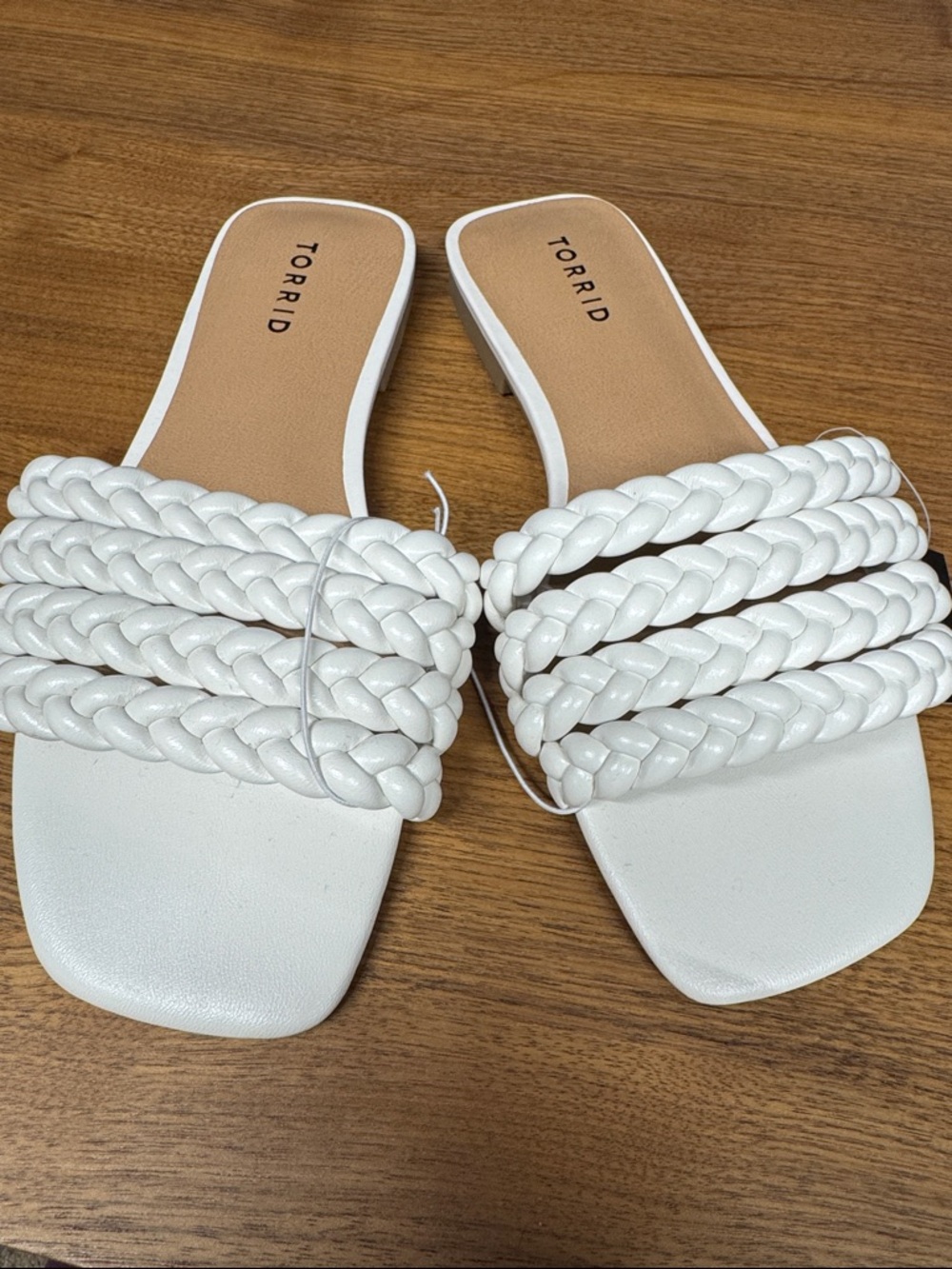 NWT Torrid White Braided Multi-Strap Slide Sandals